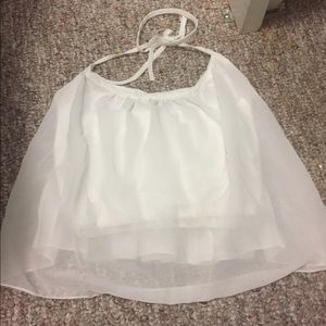 white sheer halter crop top